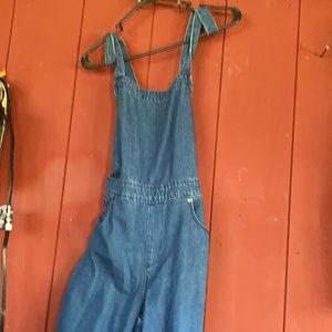 NWT denim jumpsuit overalls pinafore wide leg